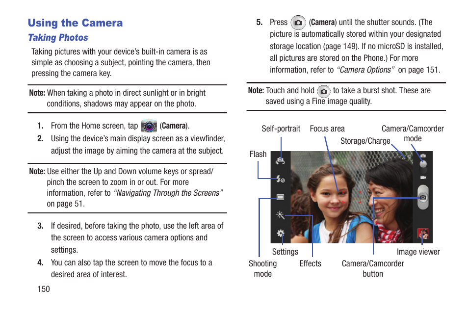 Using the camera | Samsung SGH-T999MBATMB User Manual | Page 156 / 378