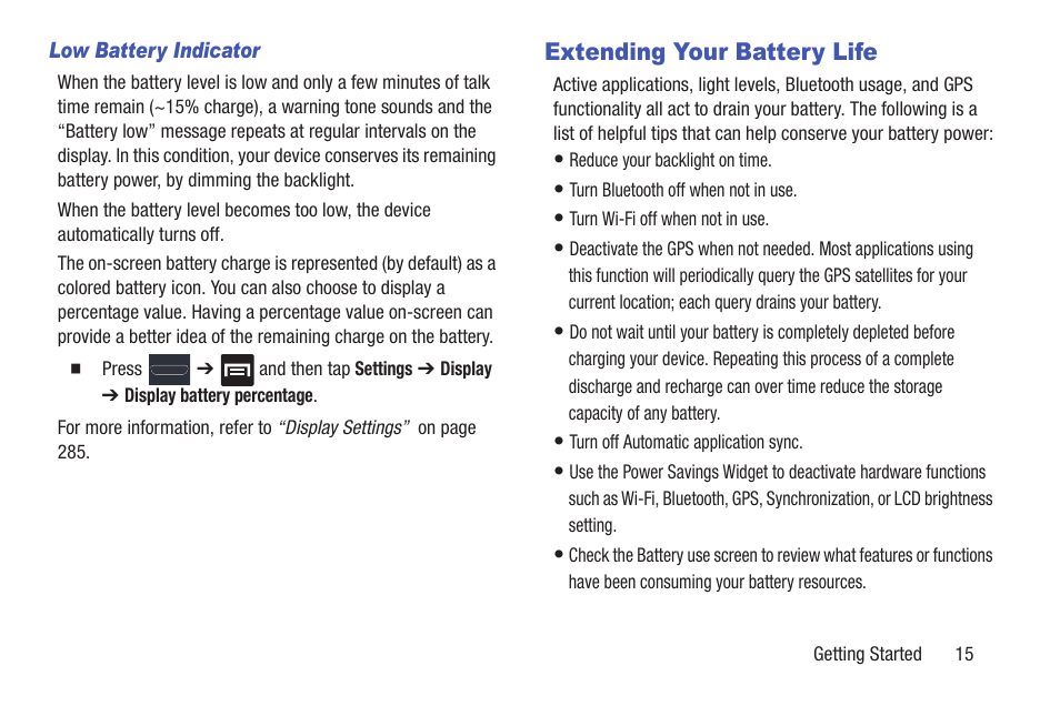 Extending your battery life | Samsung SGH-T999MBATMB User Manual | Page 21 / 378