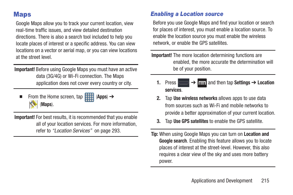 Maps | Samsung SGH-T999MBATMB User Manual | Page 221 / 378