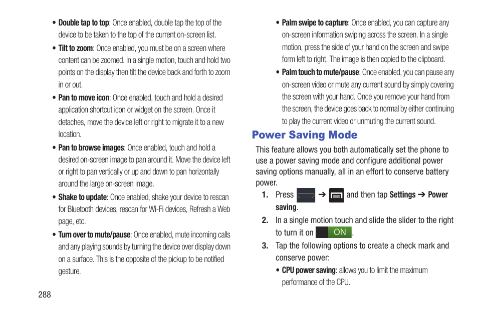 Power saving mode | Samsung SGH-T999MBATMB User Manual | Page 294 / 378