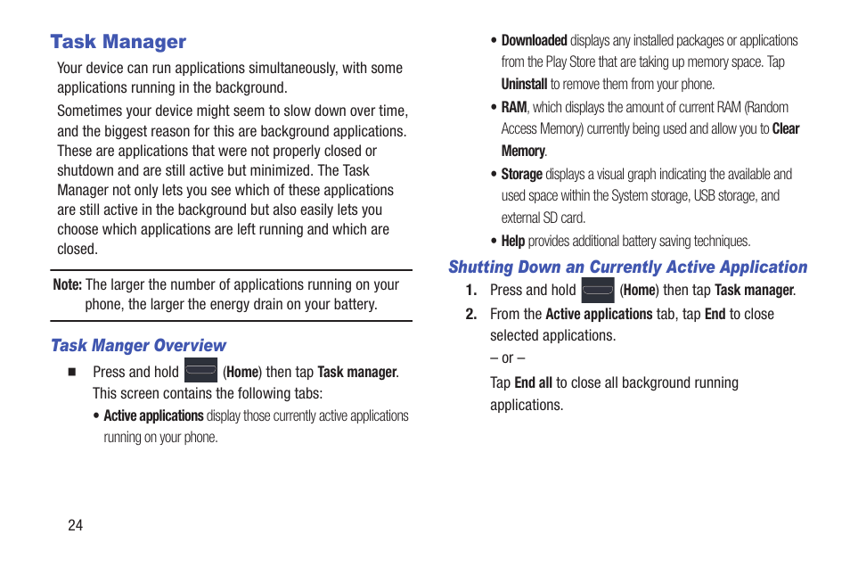 Task manager | Samsung SGH-T999MBATMB User Manual | Page 30 / 378