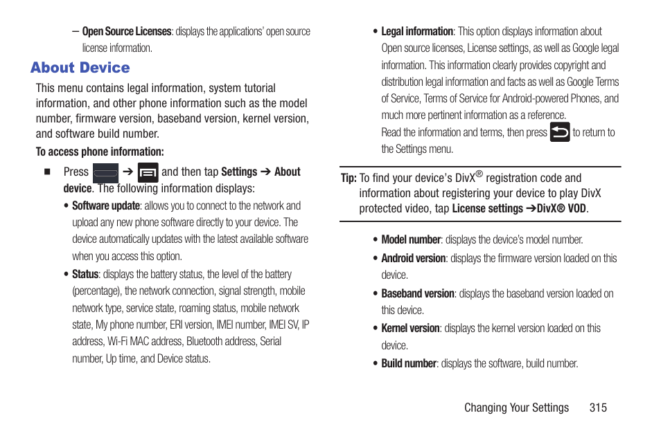 About device | Samsung SGH-T999MBATMB User Manual | Page 321 / 378