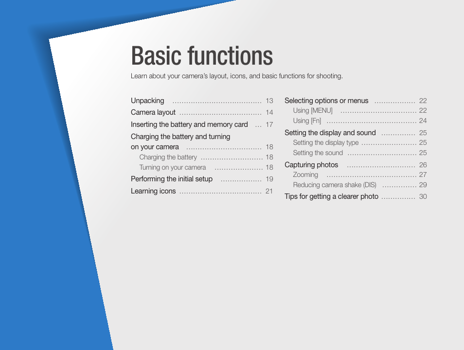 Basic functions | Samsung EC-ST66ZZFPRUS User Manual | Page 13 / 132