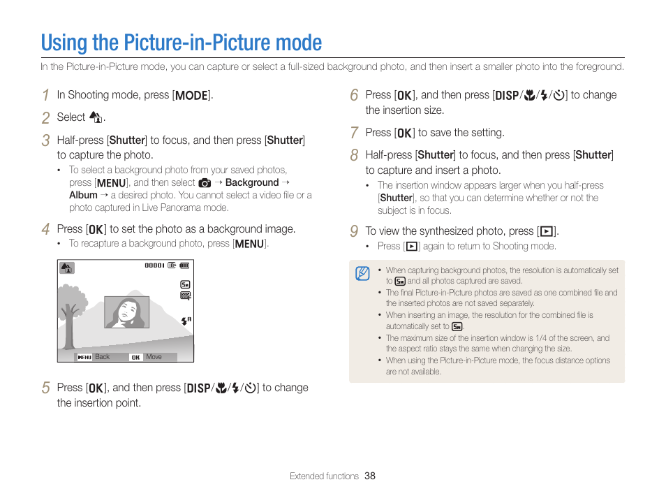 Using the picture-in-picture mode | Samsung EC-ST66ZZFPRUS User Manual | Page 39 / 132