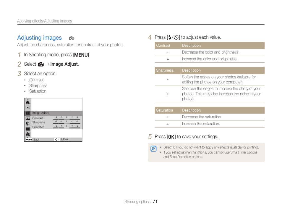 Adjusting images, Adjusting images ………………………… 71 | Samsung EC-ST66ZZFPRUS User Manual | Page 72 / 132