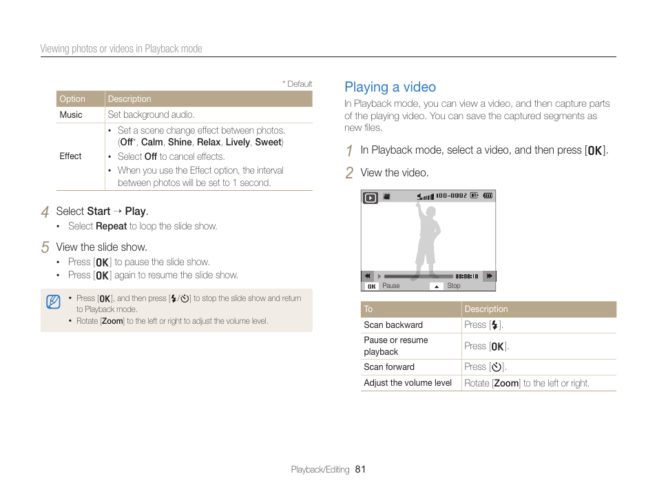 Playing a video, Playing a video …………………………… 81 | Samsung EC-ST66ZZFPRUS User Manual | Page 82 / 132