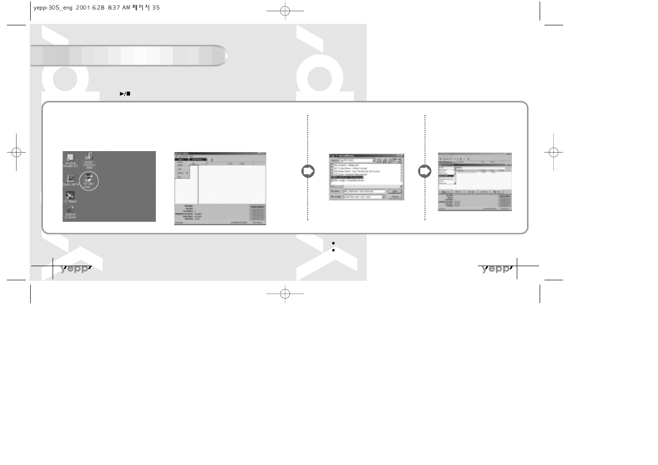 Copying files to yepp (pc) | Samsung YP-30SH User Manual | Page 19 / 30