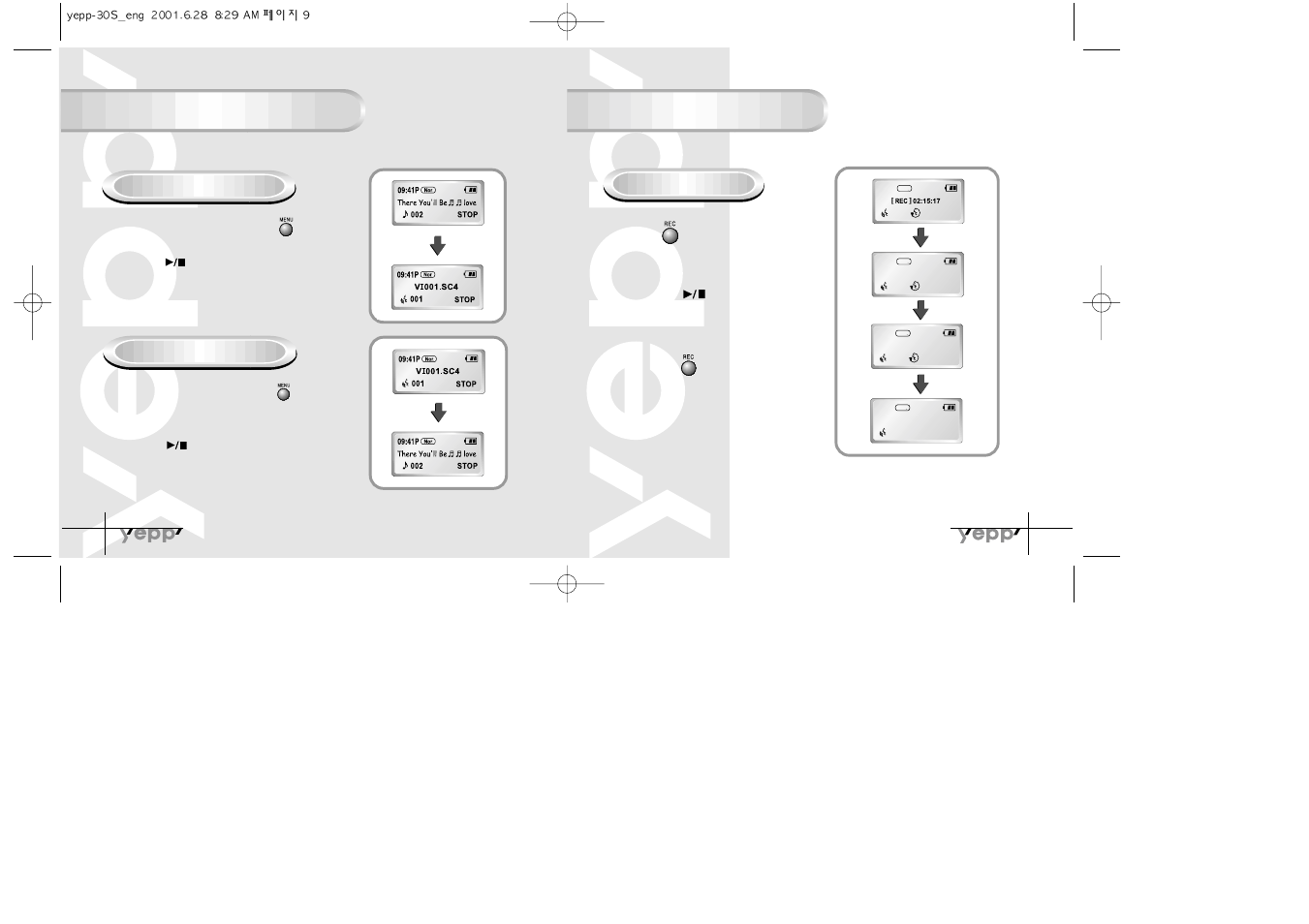 Changing modes, Recording voice, Changing modes recording voice | Samsung YP-30SH User Manual | Page 6 / 30