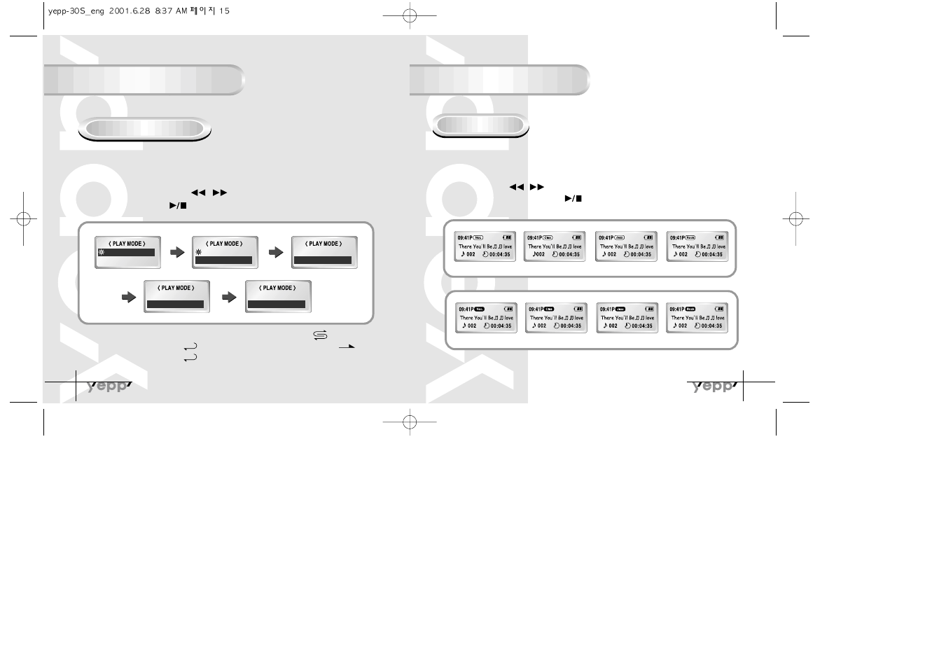 Repeating tracks, Setting up eq, Repeating tracks setting up eq | Samsung YP-30SH User Manual | Page 9 / 30