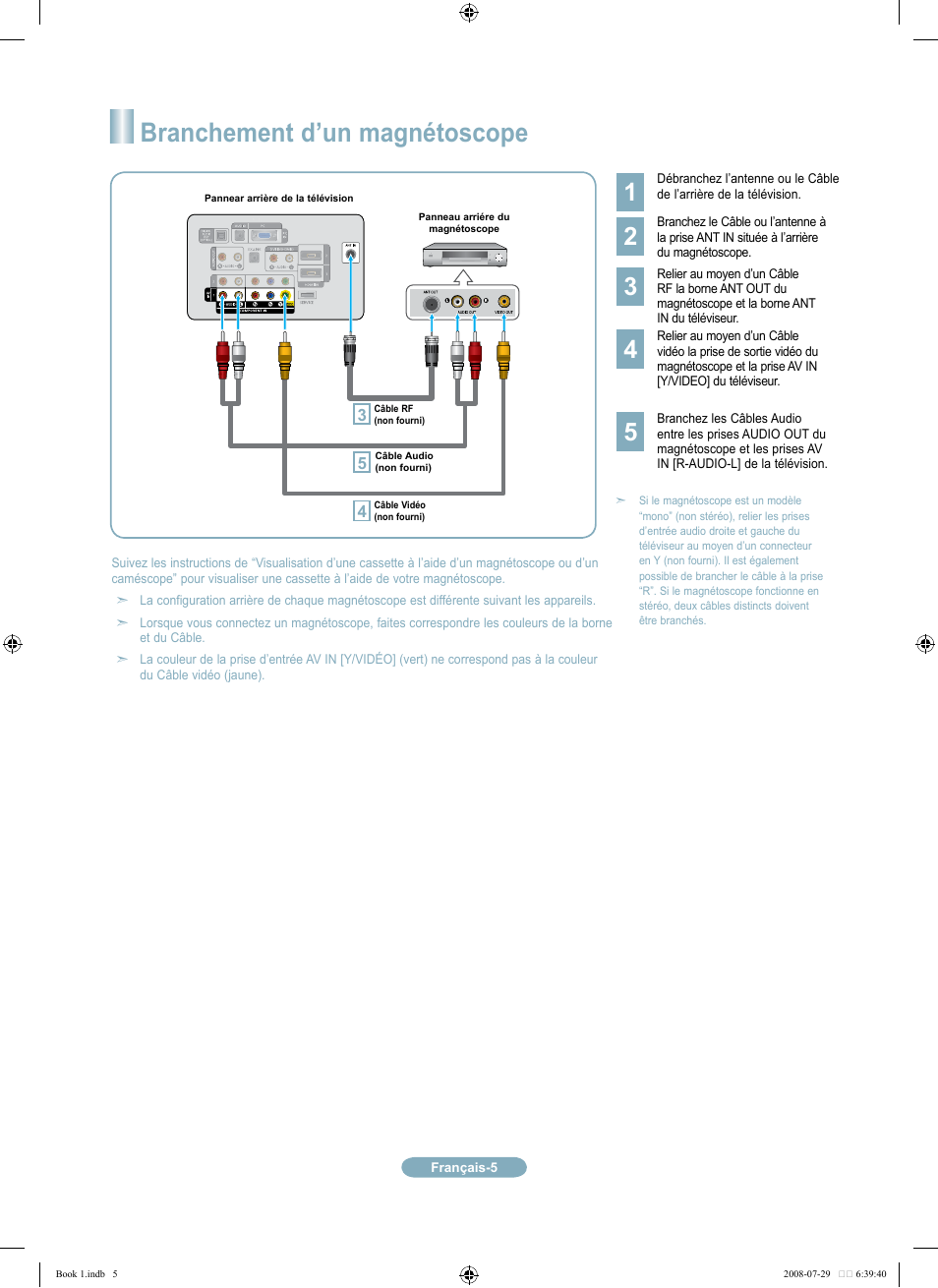Branchement d’un magnétoscope | Samsung LN46A500T1FXZA User Manual | Page 17 / 37