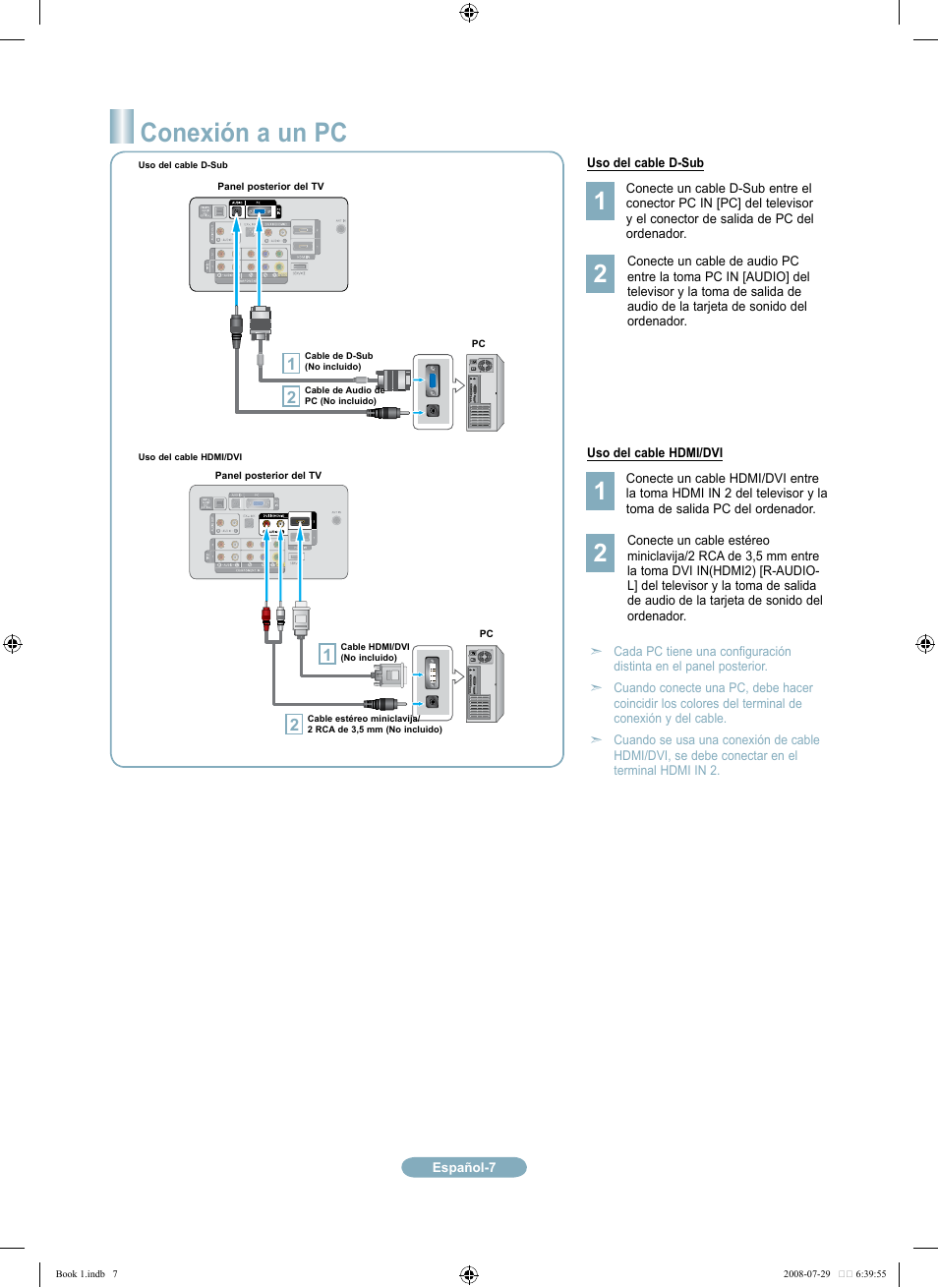 Conexión a un pc | Samsung LN46A500T1FXZA User Manual | Page 31 / 37