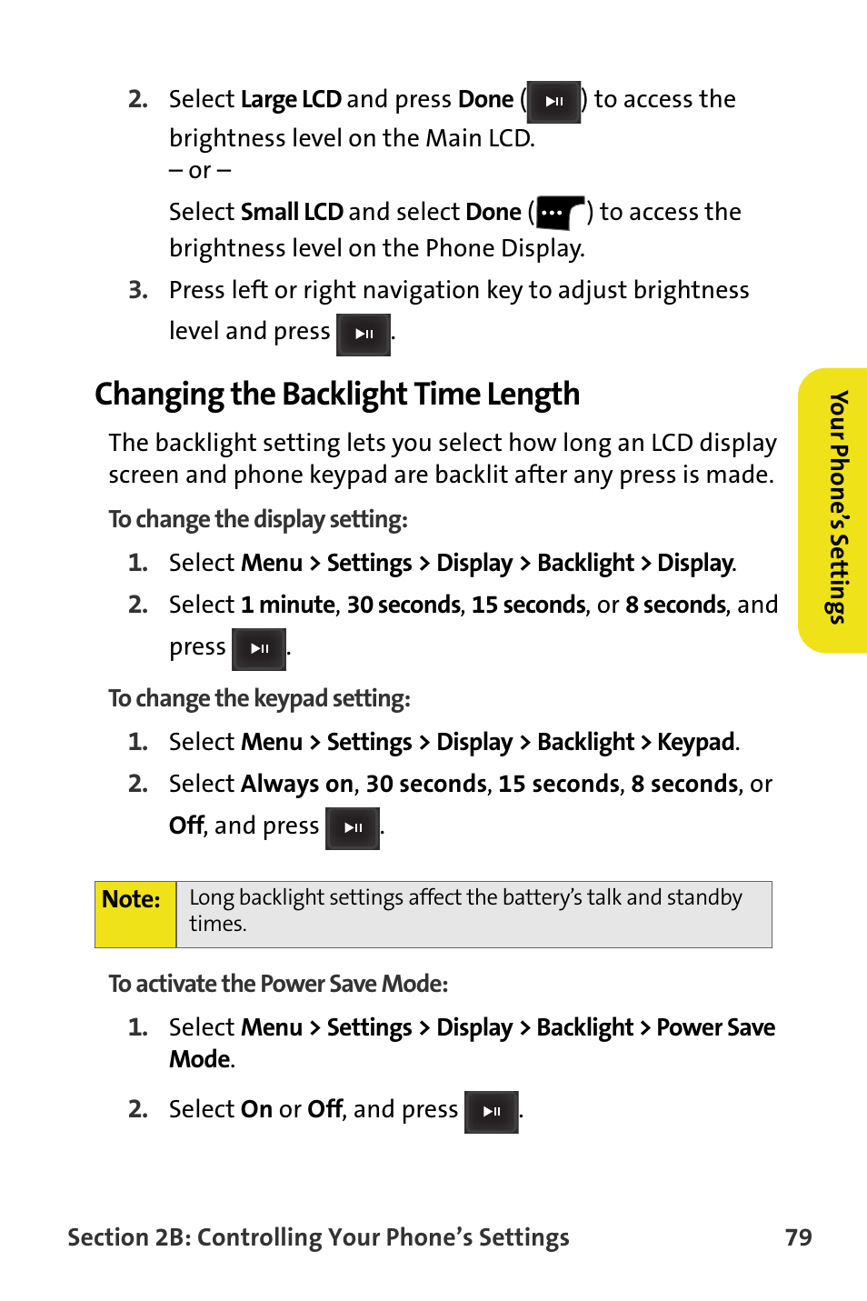 Changing the backlight time length | Samsung SPH-M620ZKASPR User Manual | Page 105 / 340