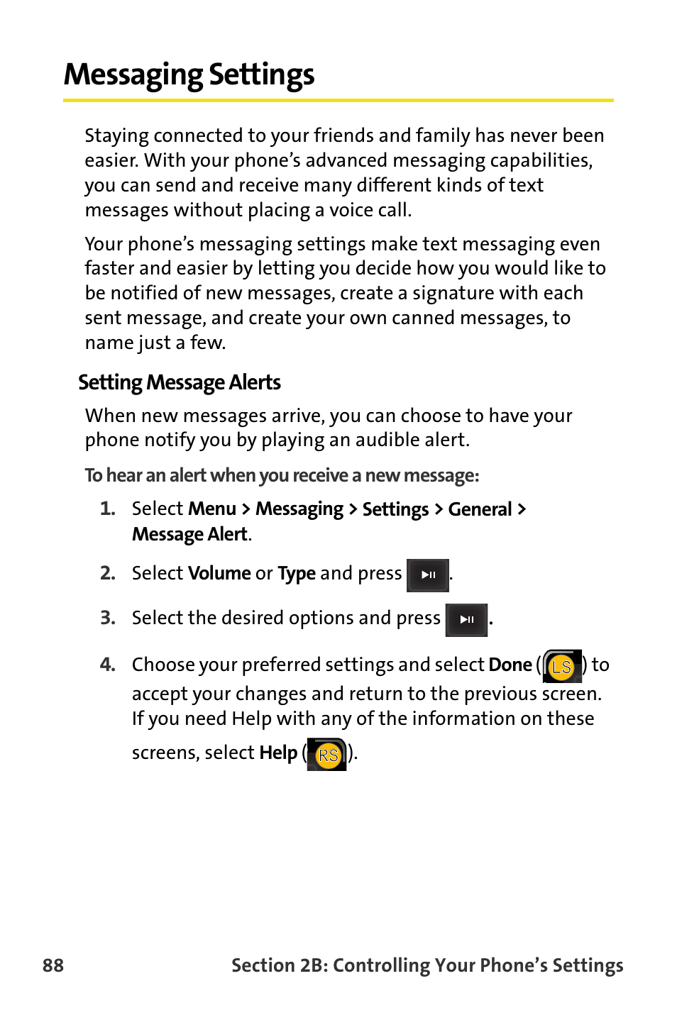 Messaging settings, Setting message alerts | Samsung SPH-M620ZKASPR User Manual | Page 114 / 340