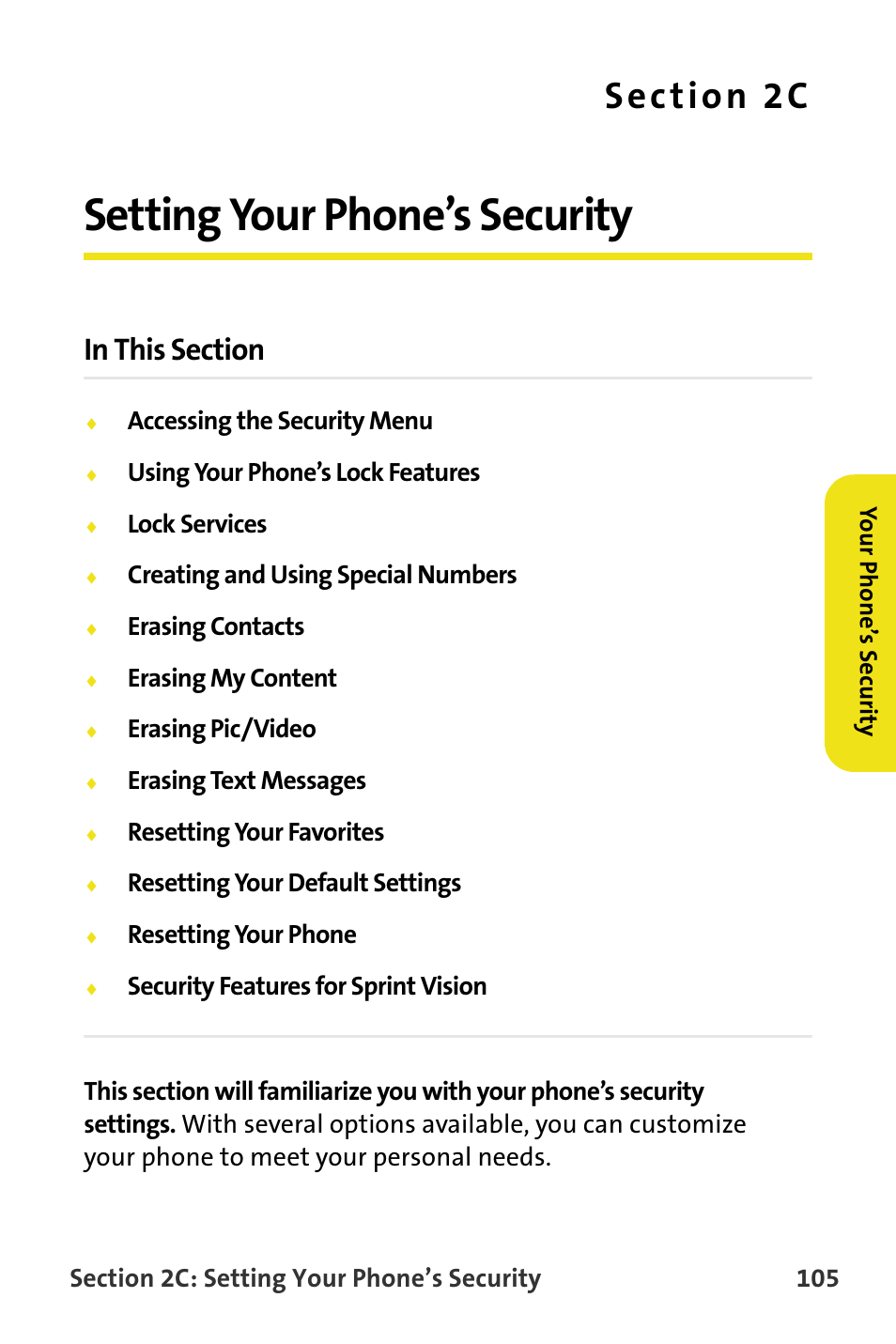 Setting your phone’s security, 2c. setting your phone’s security | Samsung SPH-M620ZKASPR User Manual | Page 131 / 340