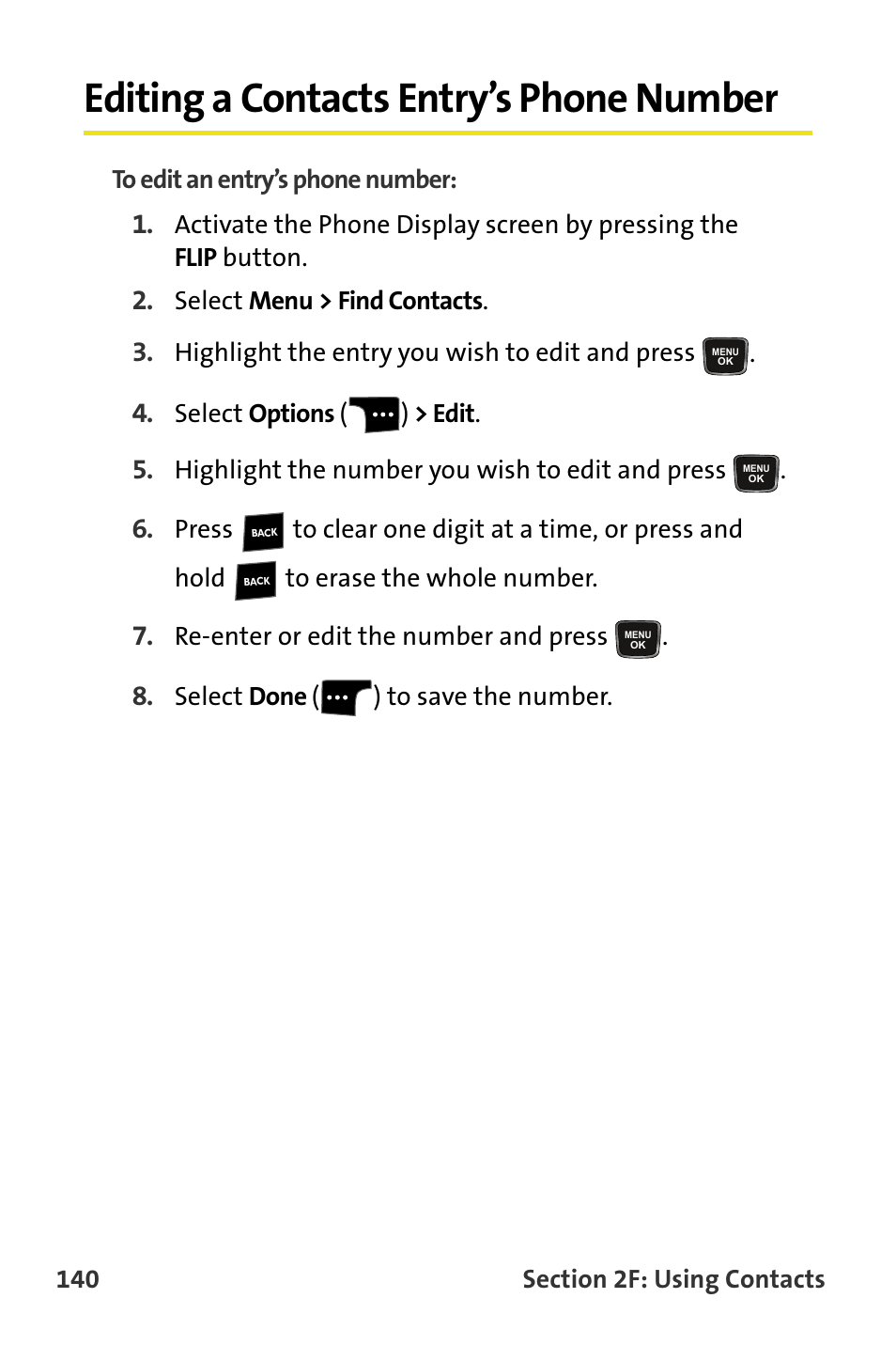 Editing a contacts entry’s phone number | Samsung SPH-M620ZKASPR User Manual | Page 166 / 340