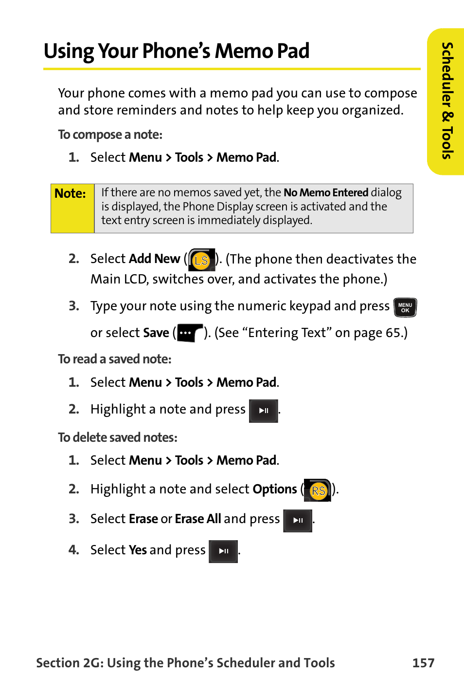 Using your phone’s memo pad, Scheduler & to ols | Samsung SPH-M620ZKASPR User Manual | Page 183 / 340