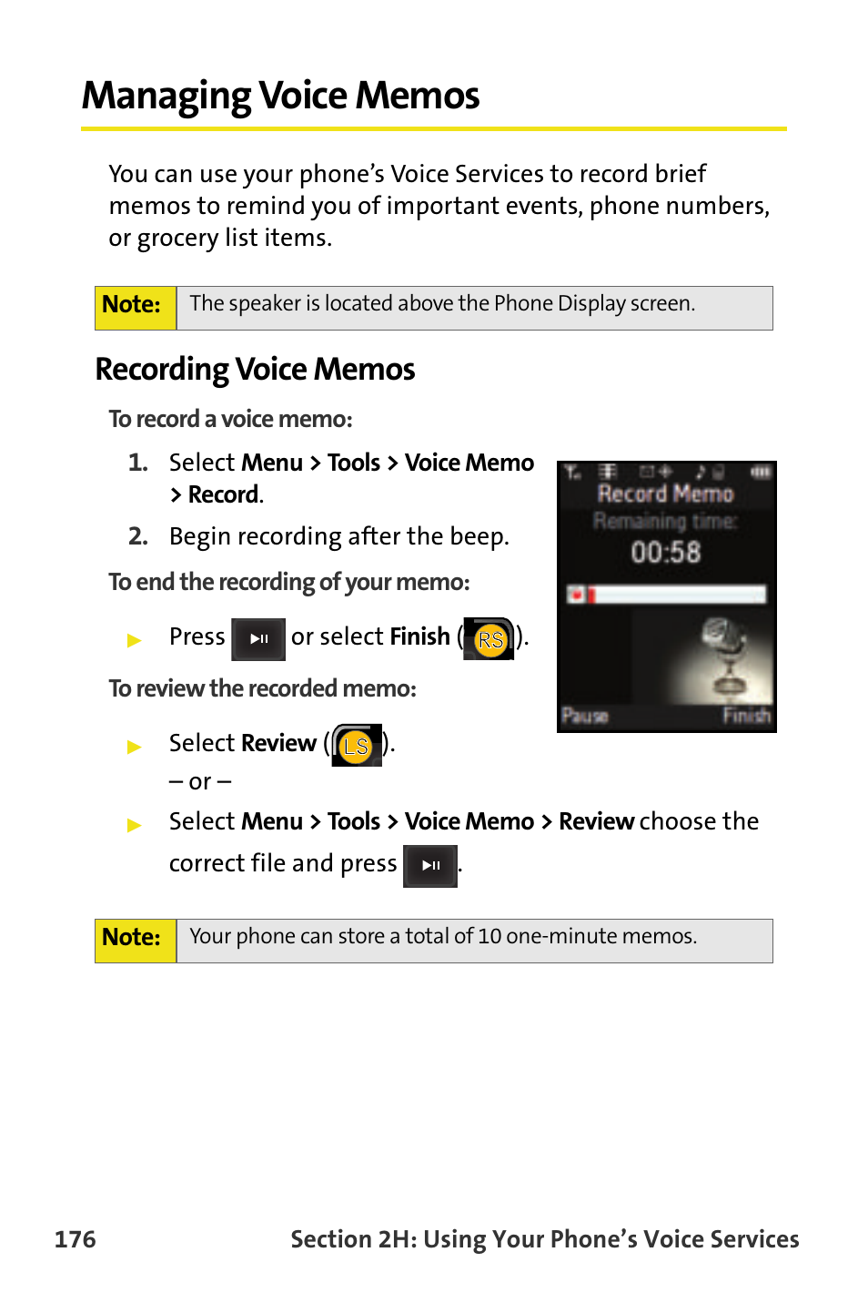 Managing voice memos, Recording voice memos | Samsung SPH-M620ZKASPR User Manual | Page 202 / 340