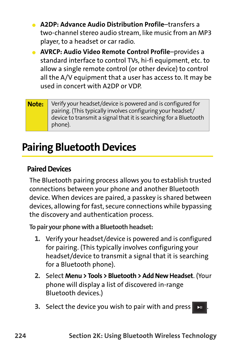 Pairing bluetooth devices, Paired devices | Samsung SPH-M620ZKASPR User Manual | Page 250 / 340