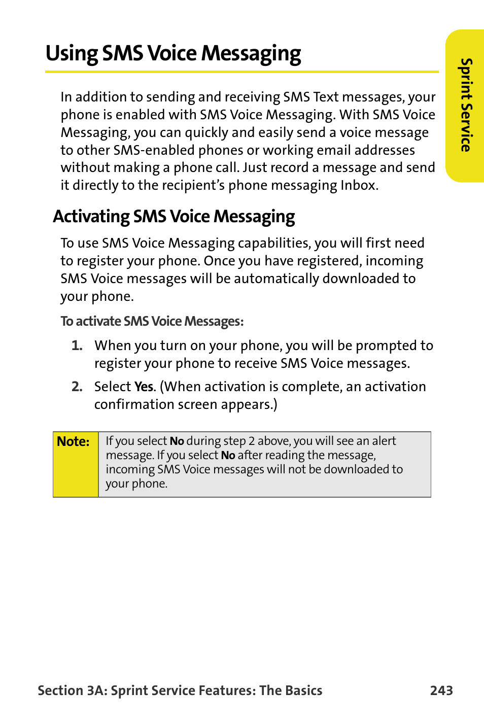 Using sms voice messaging, Activating sms voice messaging | Samsung SPH-M620ZKASPR User Manual | Page 269 / 340