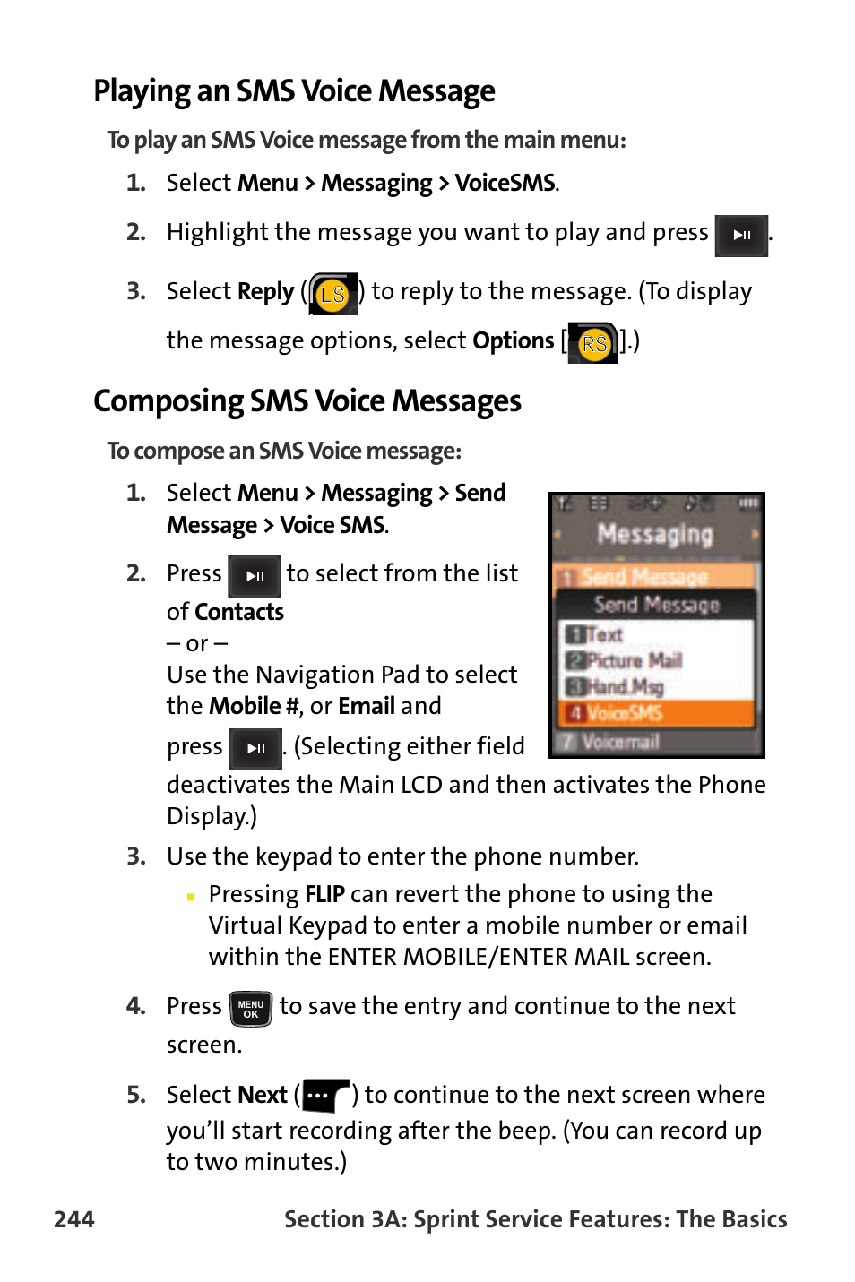 Playing an sms voice message, Composing sms voice messages | Samsung SPH-M620ZKASPR User Manual | Page 270 / 340