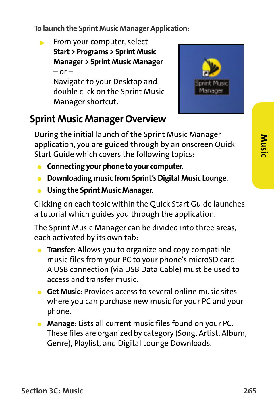 Sprint music manager overview, Mu si c | Samsung SPH-M620ZKASPR User Manual | Page 291 / 340