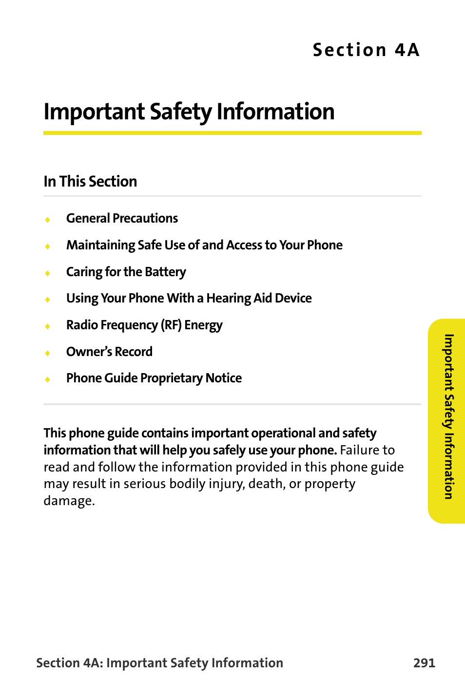 Important safety information, 4a. important safety information | Samsung SPH-M620ZKASPR User Manual | Page 317 / 340