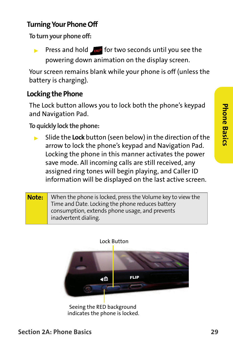 Turning your phone off, Locking the phone, Phone basics turning your phone off | Samsung SPH-M620ZKASPR User Manual | Page 55 / 340