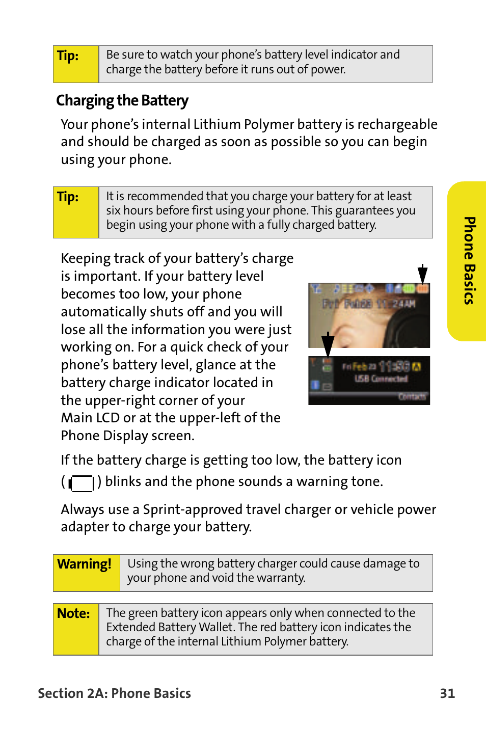Charging the battery | Samsung SPH-M620ZKASPR User Manual | Page 57 / 340