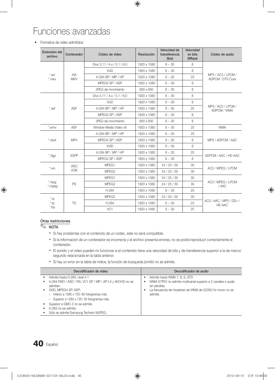 Funciones avanzadas | Samsung UN55C8000XFXZA User Manual | Page 106 / 200