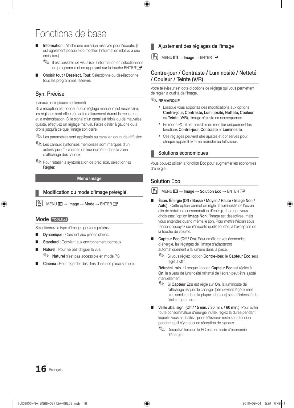 Fonctions de base | Samsung UN55C8000XFXZA User Manual | Page 148 / 200