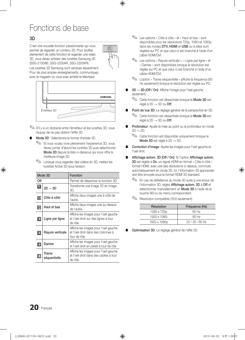 Fonctions de base | Samsung UN55C8000XFXZA User Manual | Page 152 / 200