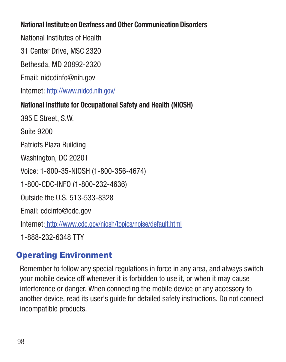 Operating environment | Samsung SCH-R375ZKATFN User Manual | Page 102 / 108