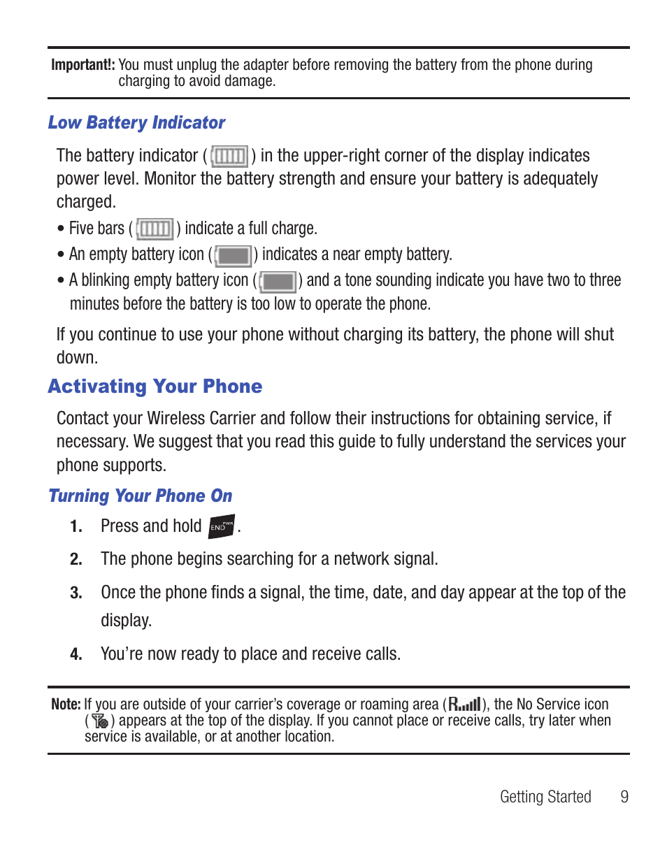 Activating your phone | Samsung SCH-R375ZKATFN User Manual | Page 13 / 108