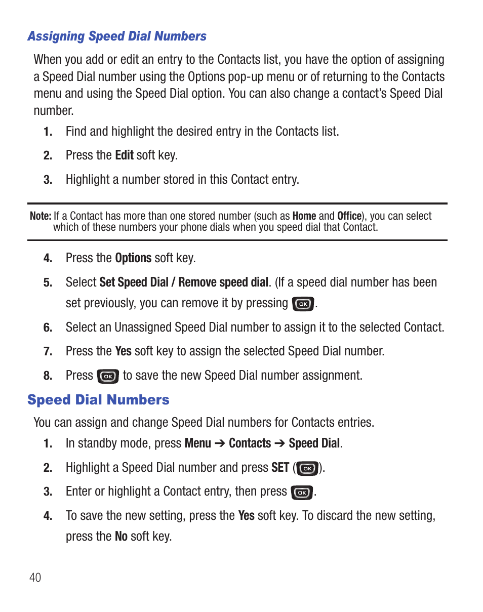 Speed dial numbers | Samsung SCH-R375ZKATFN User Manual | Page 44 / 108