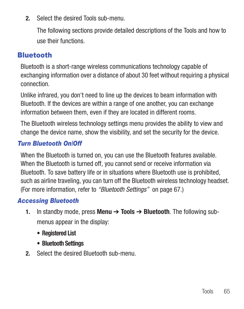 Bluetooth | Samsung SCH-R375ZKATFN User Manual | Page 69 / 108