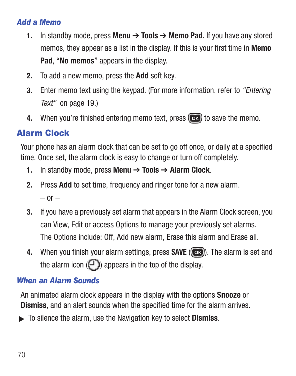 Alarm clock | Samsung SCH-R375ZKATFN User Manual | Page 74 / 108