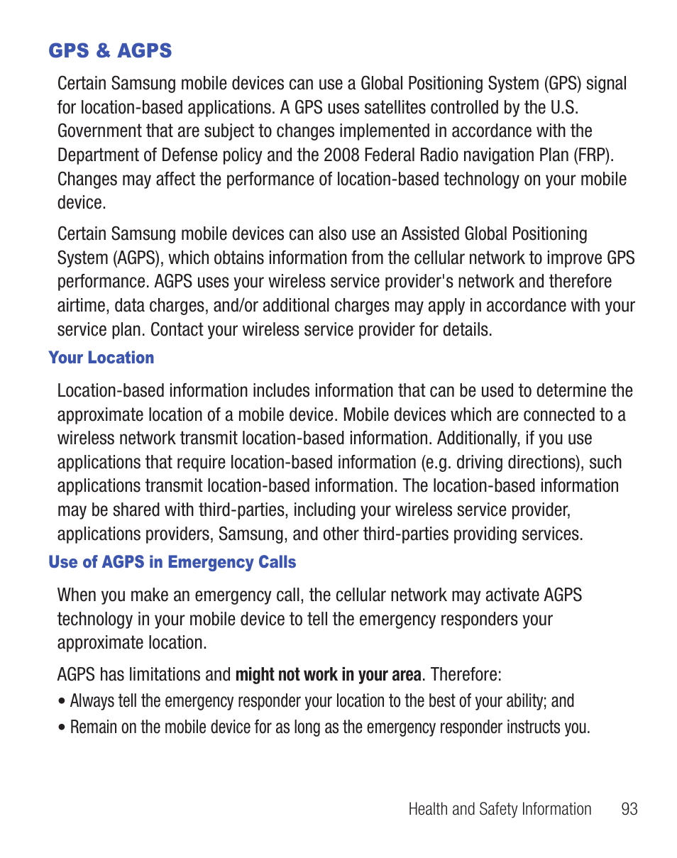 Gps & agps | Samsung SCH-R375ZKATFN User Manual | Page 97 / 108