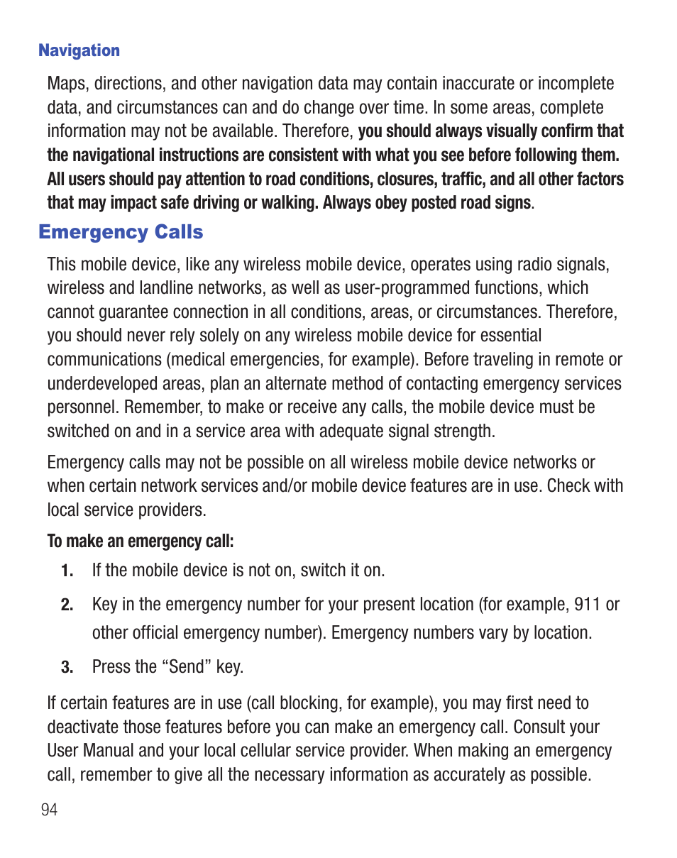 Emergency calls | Samsung SCH-R375ZKATFN User Manual | Page 98 / 108