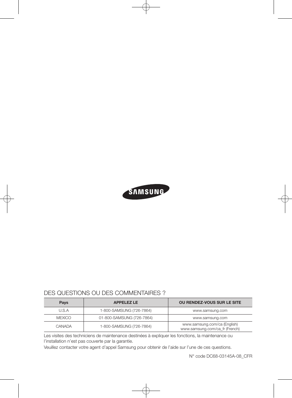 Des questions ou des commentaires | Samsung WF405ATPAWR-A2 User Manual | Page 144 / 144