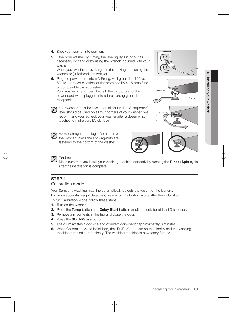 Step 4 calibration mode | Samsung WF405ATPAWR-A2 User Manual | Page 19 / 144