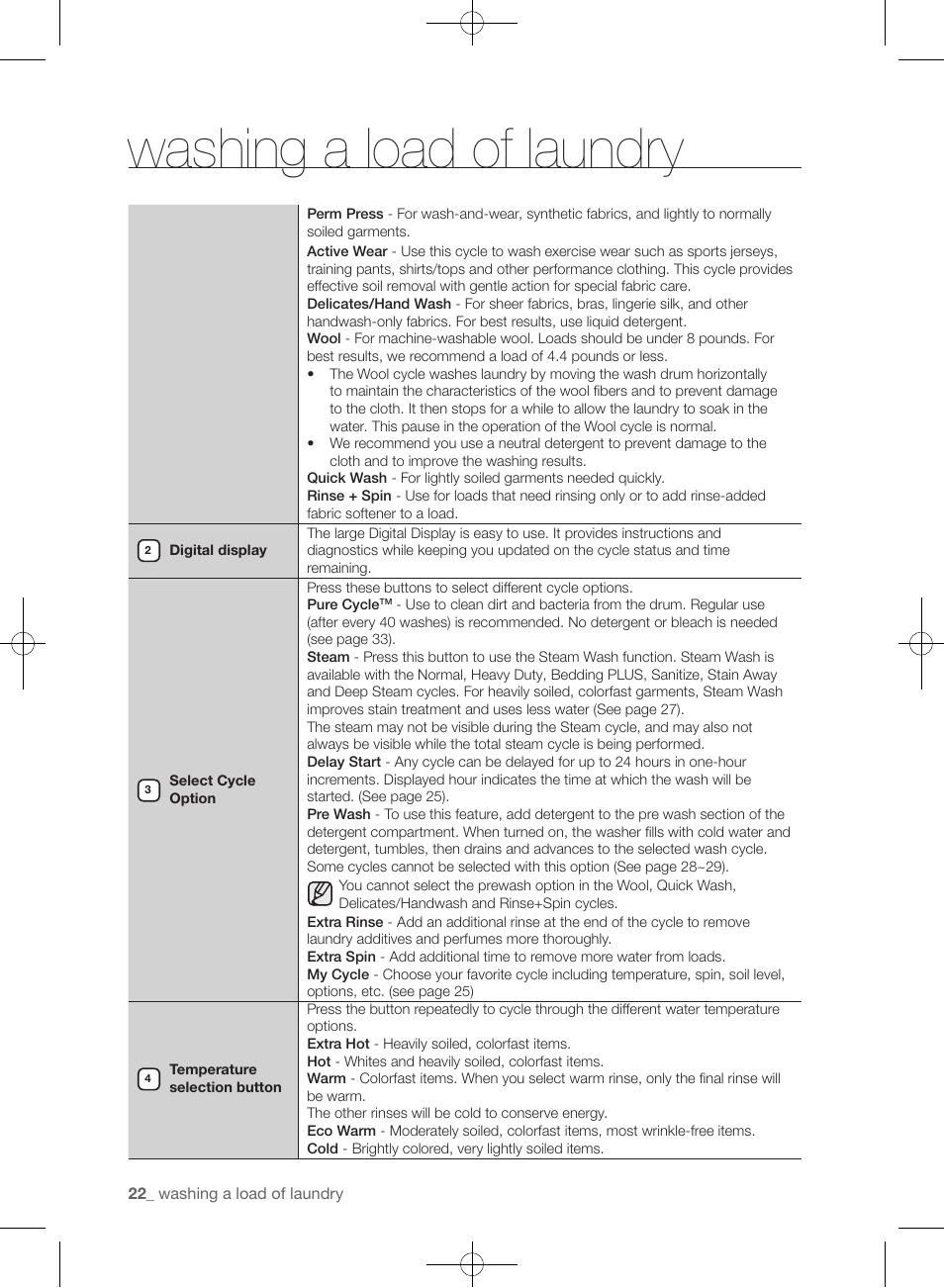 Washing a load of laundry | Samsung WF405ATPAWR-A2 User Manual | Page 22 / 144