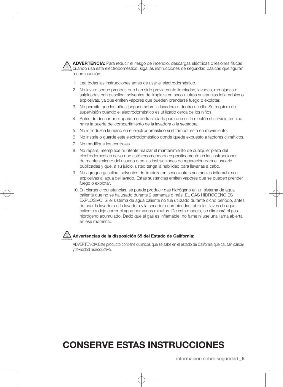 Conserve estas instrucciones | Samsung WF405ATPAWR-A2 User Manual | Page 53 / 144