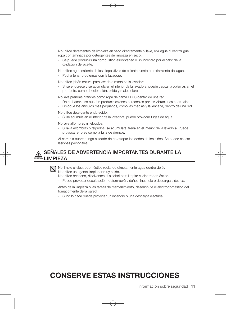 Conserve estas instrucciones | Samsung WF405ATPAWR-A2 User Manual | Page 59 / 144