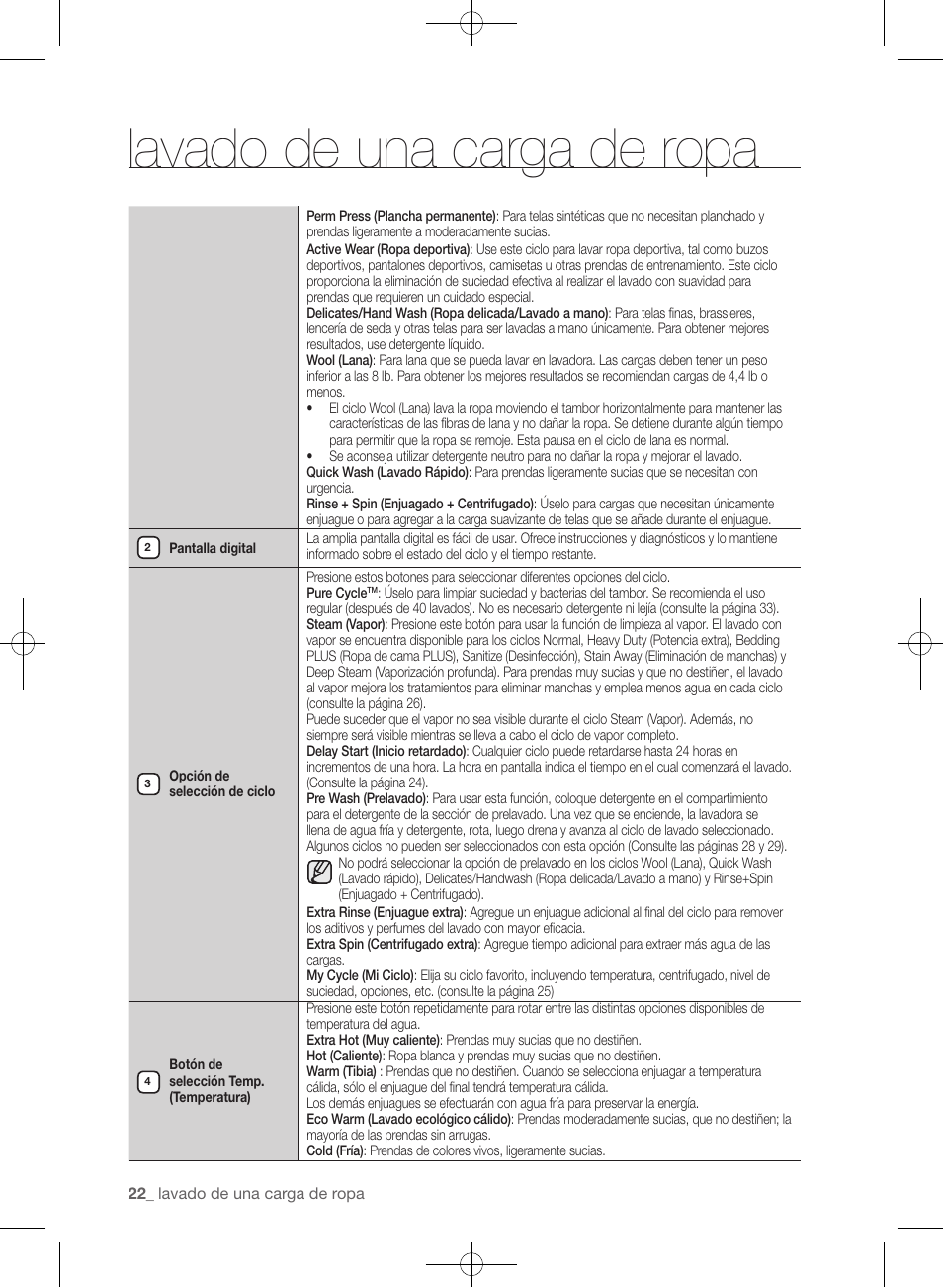 Lavado de una carga de ropa | Samsung WF405ATPAWR-A2 User Manual | Page 70 / 144