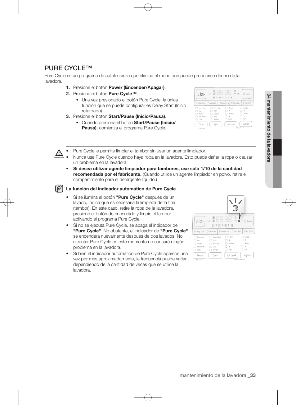 Pure cycle | Samsung WF405ATPAWR-A2 User Manual | Page 81 / 144