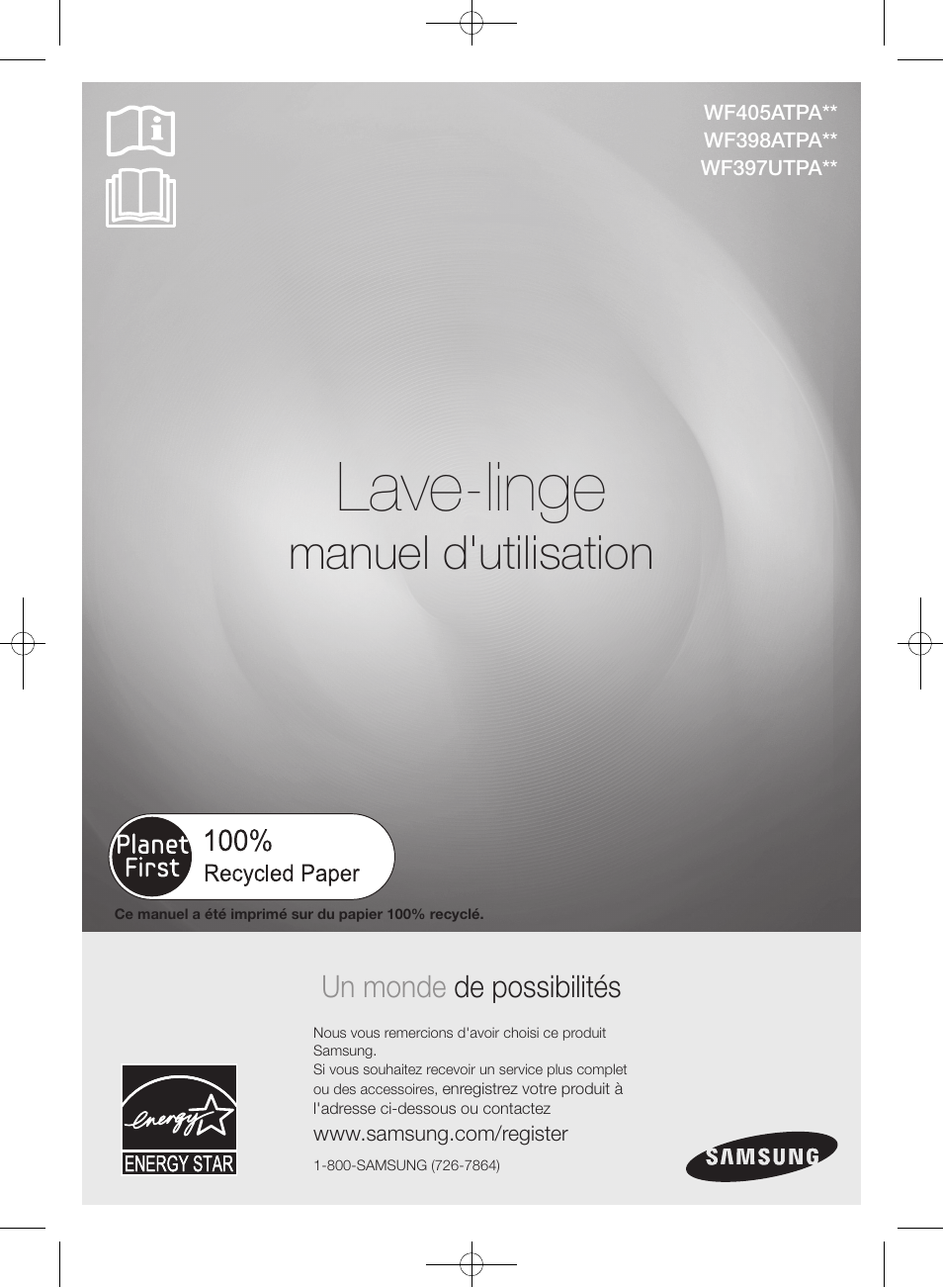 Wf405atpa-03145a-08_cfr.pdf, Lave-linge, Manuel d'utilisation | Un monde de possibilités | Samsung WF405ATPAWR-A2 User Manual | Page 97 / 144