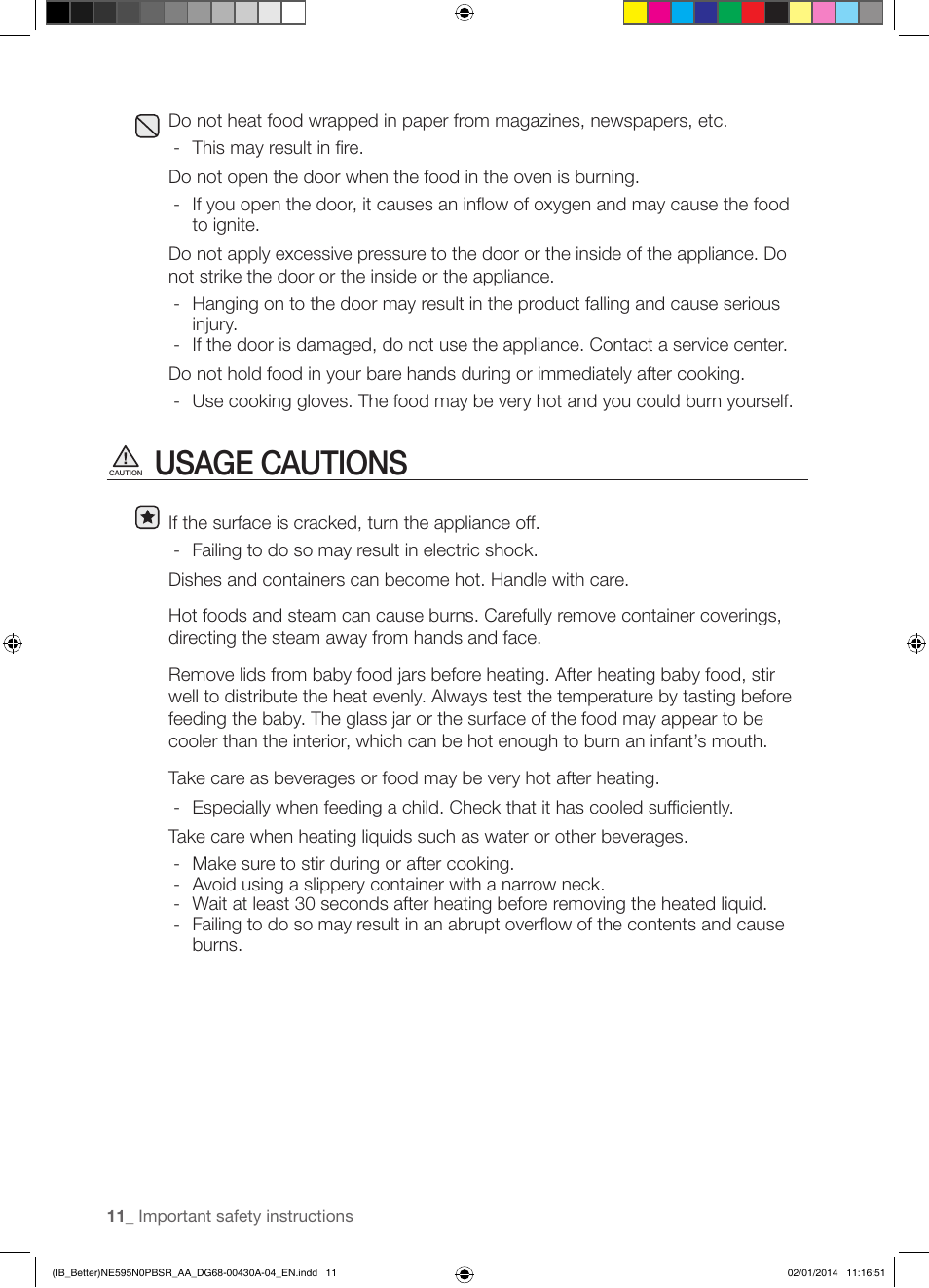 Usage cautions | Samsung NE595N0PBSR-AA User Manual | Page 12 / 68