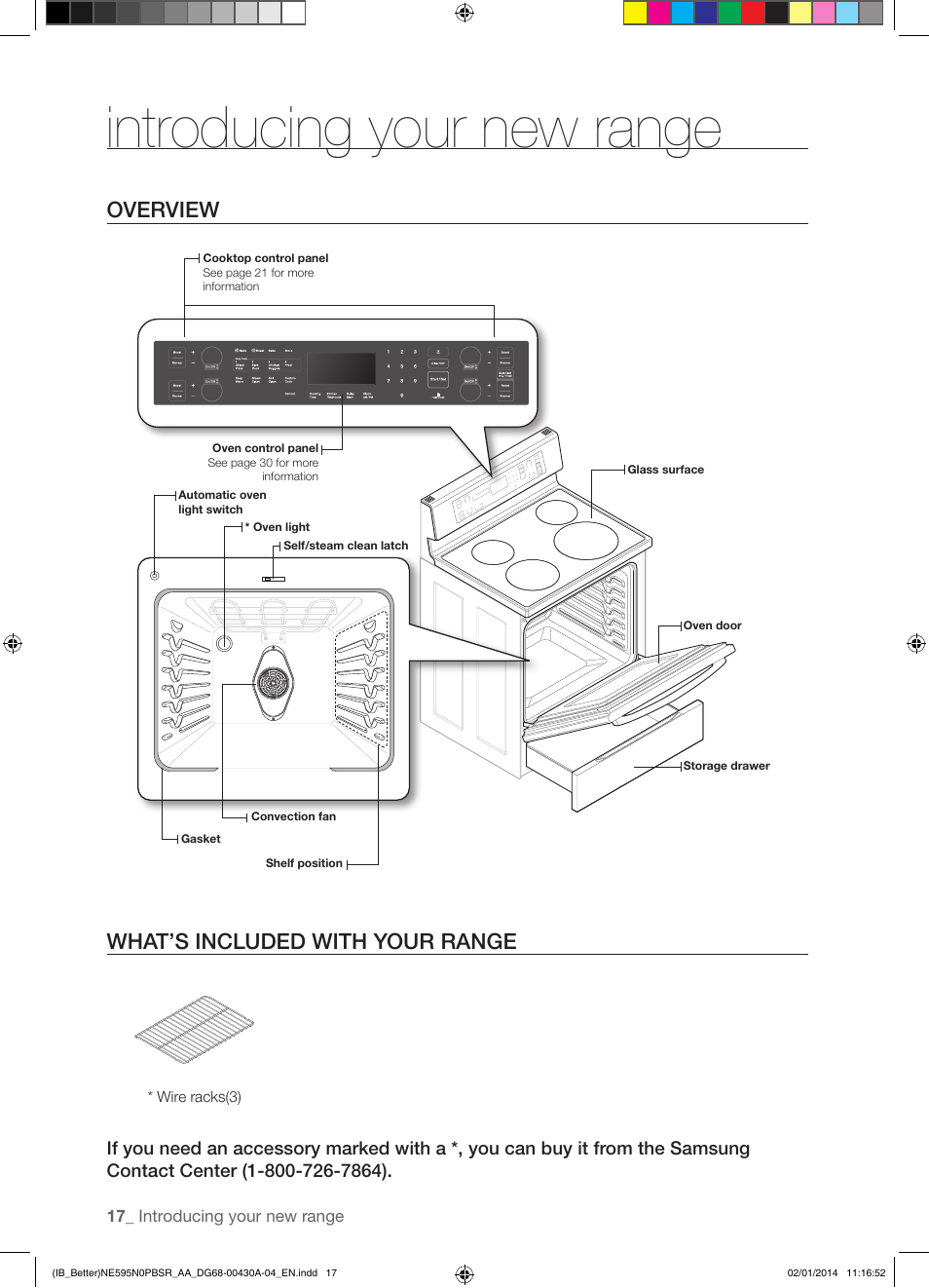 Introducing your new range, Overview what’s included with your range | Samsung NE595N0PBSR-AA User Manual | Page 18 / 68