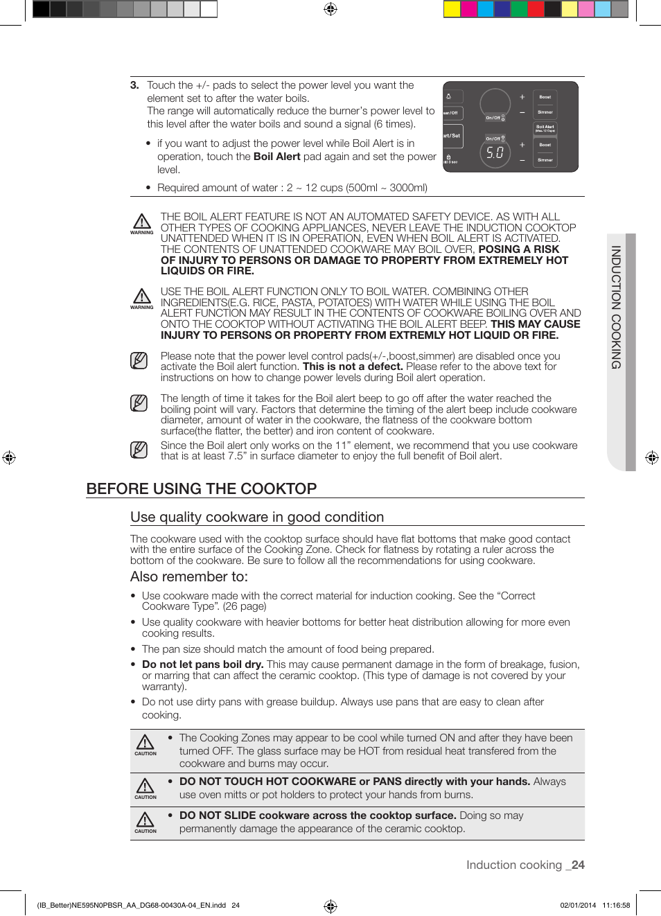 Before using the cooktop, Use quality cookware in good condition, Also remember to | Samsung NE595N0PBSR-AA User Manual | Page 25 / 68