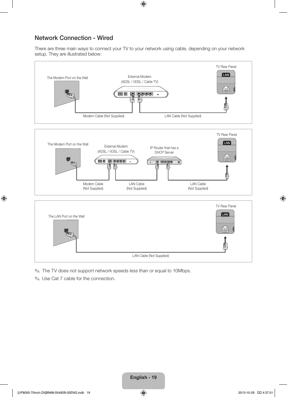 Network connection - wired | Samsung UN75F8000AFXZA User Manual | Page 19 / 40